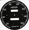 ABARTH-JAEGER speedometer face Ø 105mm, scale: 160 KPH.
